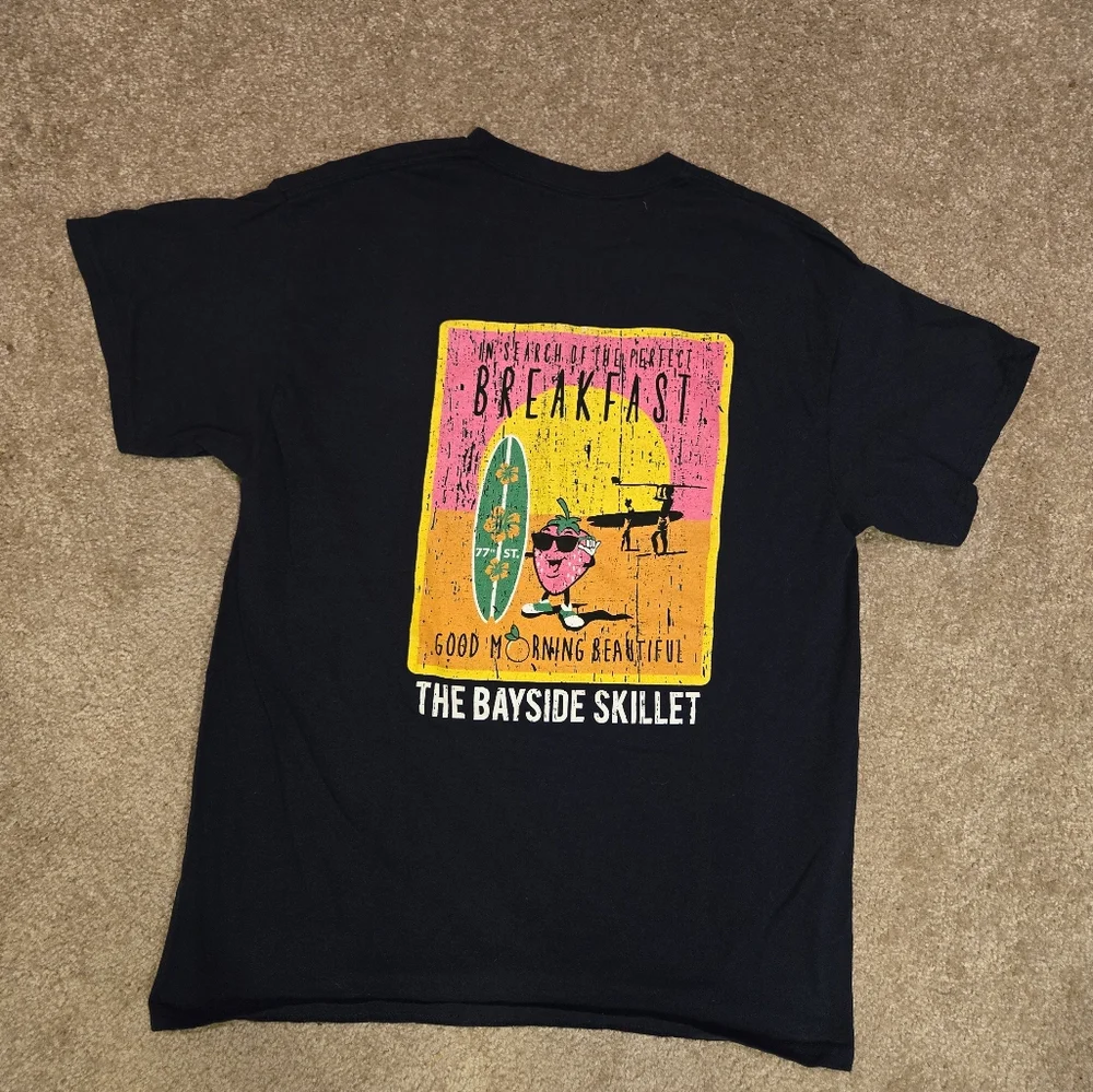 Good Morning Beautiful Black T-Shirt Bayside Skillet Ocean City Maryland - Picture 6 of 8